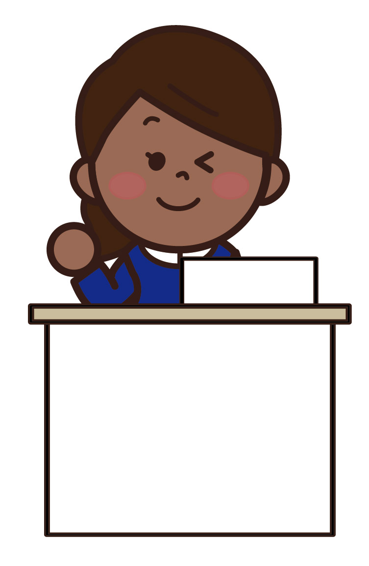 ホテルの受付をする外国人女性のイラスト