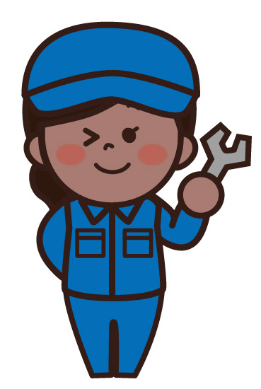 工具を持つ製造業に務める女性のイラスト